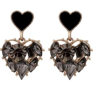 *ARIAH* Grey Rhinestone Heart Shaped Fashion Earrings